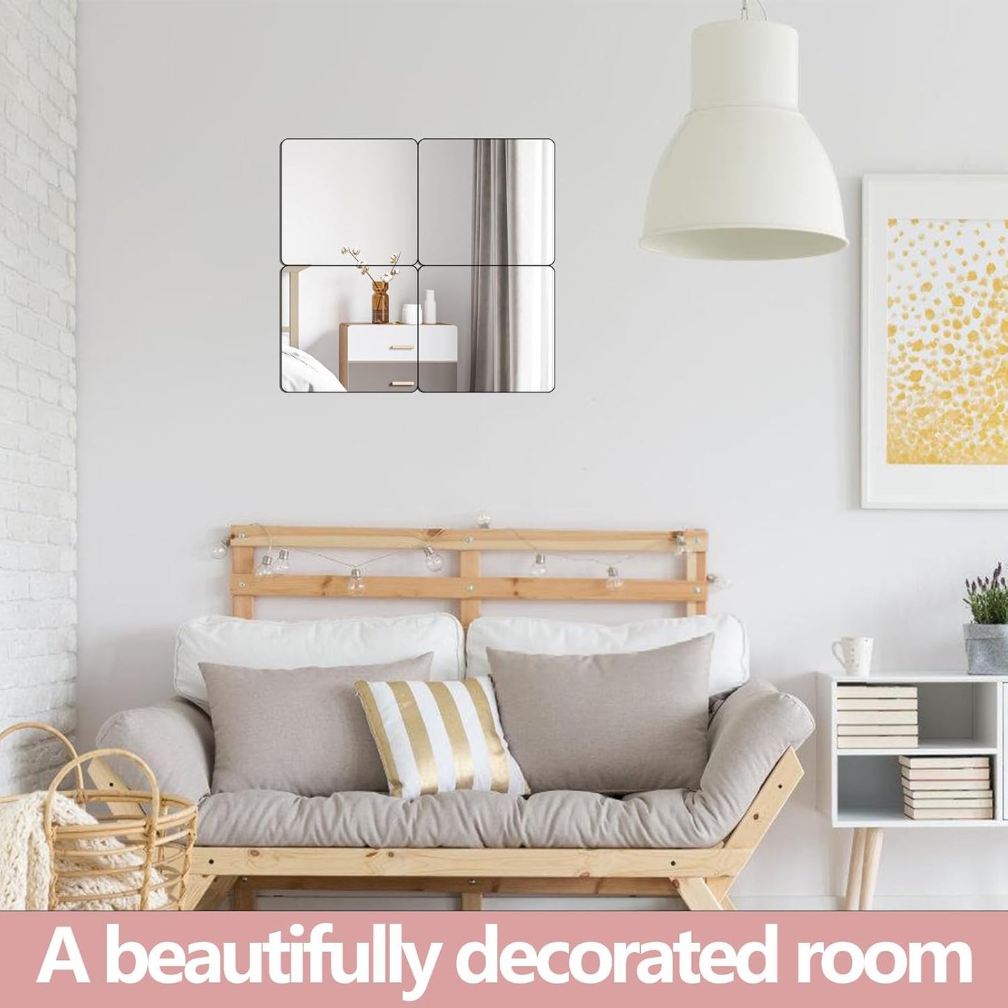 Unbreakable Wall Mirror Full Length,Over the Door Mirror for Bedroom,4Pcs 10inchx10inch Acrylic Mirror Kids,Shatterproof Plexiglass Long Mirrors,Children Non Glass Stick on Mirrors Tiles self adhesive