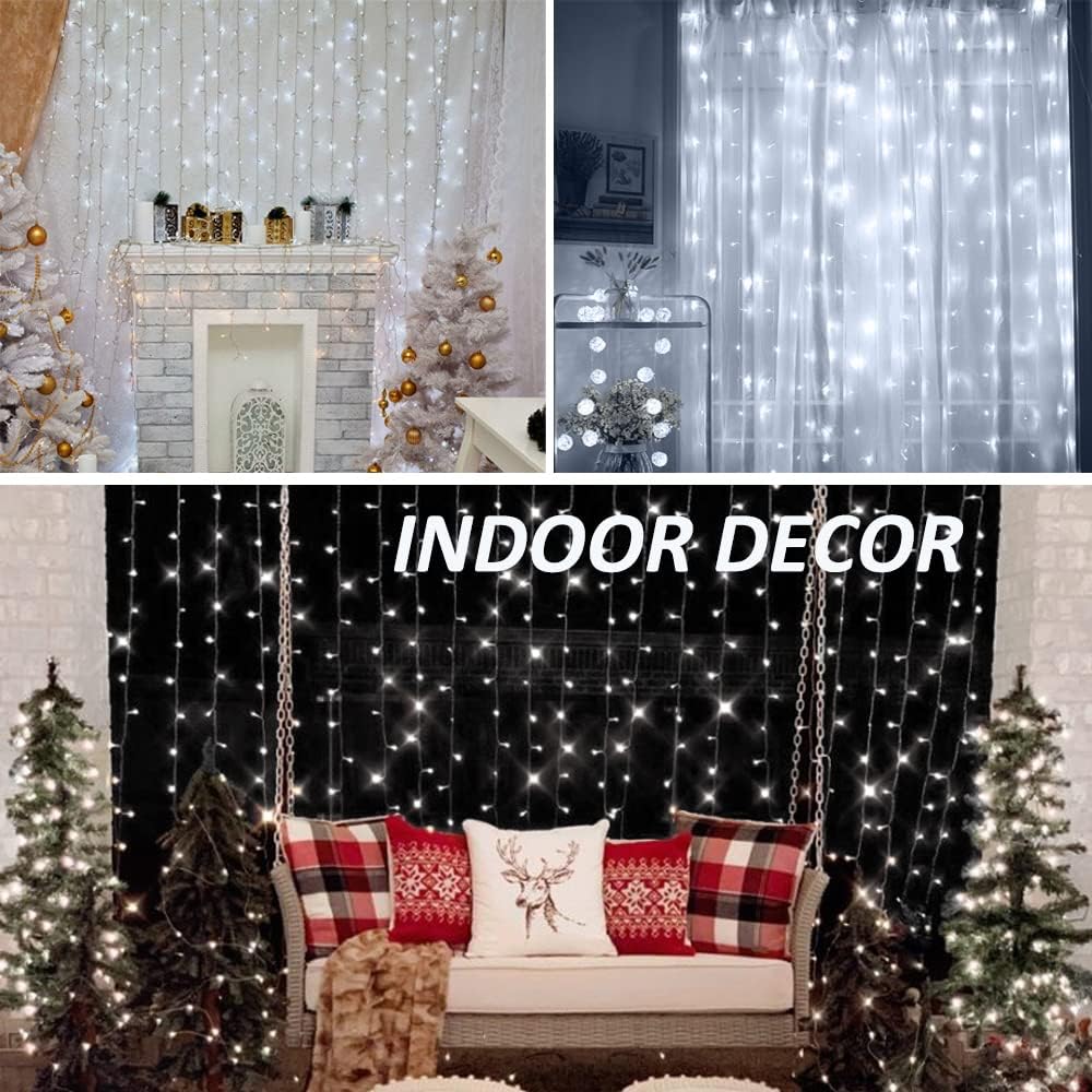 Solhice LED Curtain Lights Outdoor 30ft x10ft Cool White, 720 LED Plug in Hanging Christmas String Lights Indoor, Twinkle Light Backdrop for Outside Backyard Wedding Bedroom Decor (Not Connectable)