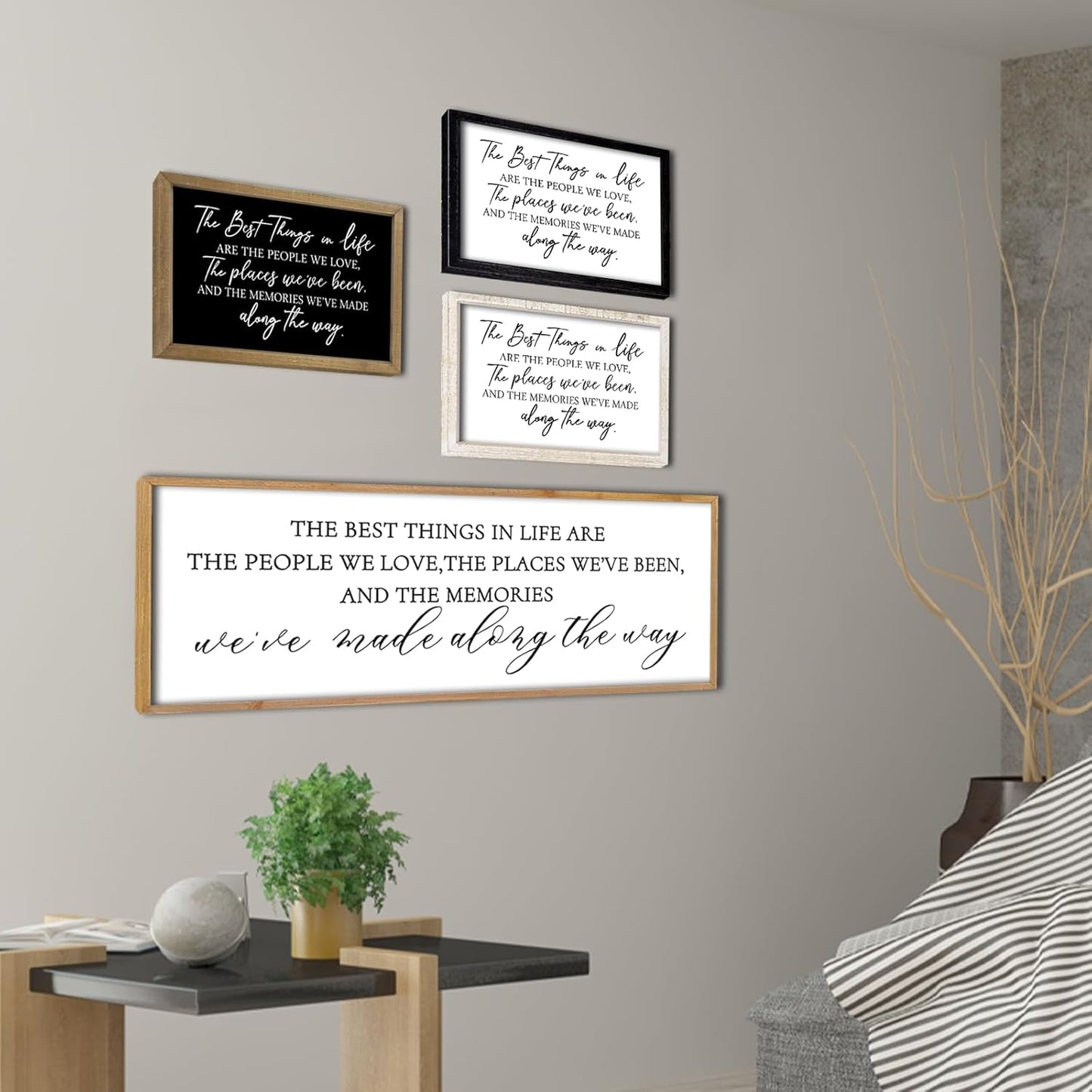 The Best Things in Life Wall Decor Sign 40 x 15 Inch Memories Inspirational Quotes Wood Framed Family Entryway Living Room Home Wall Art for Farmhouse Bedroom Room (Wood)