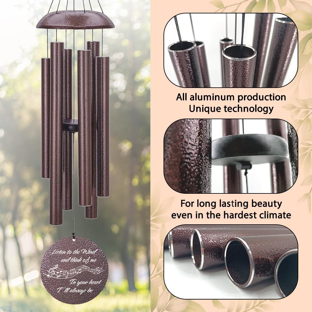 Personalized Sympathy Wind Chime, Memorial Wind Chimes for Loss of Loved One, Bereavement in Memory Wind Chimes, Sympathy Gifts in Memory of Father, Mother or a Loved One