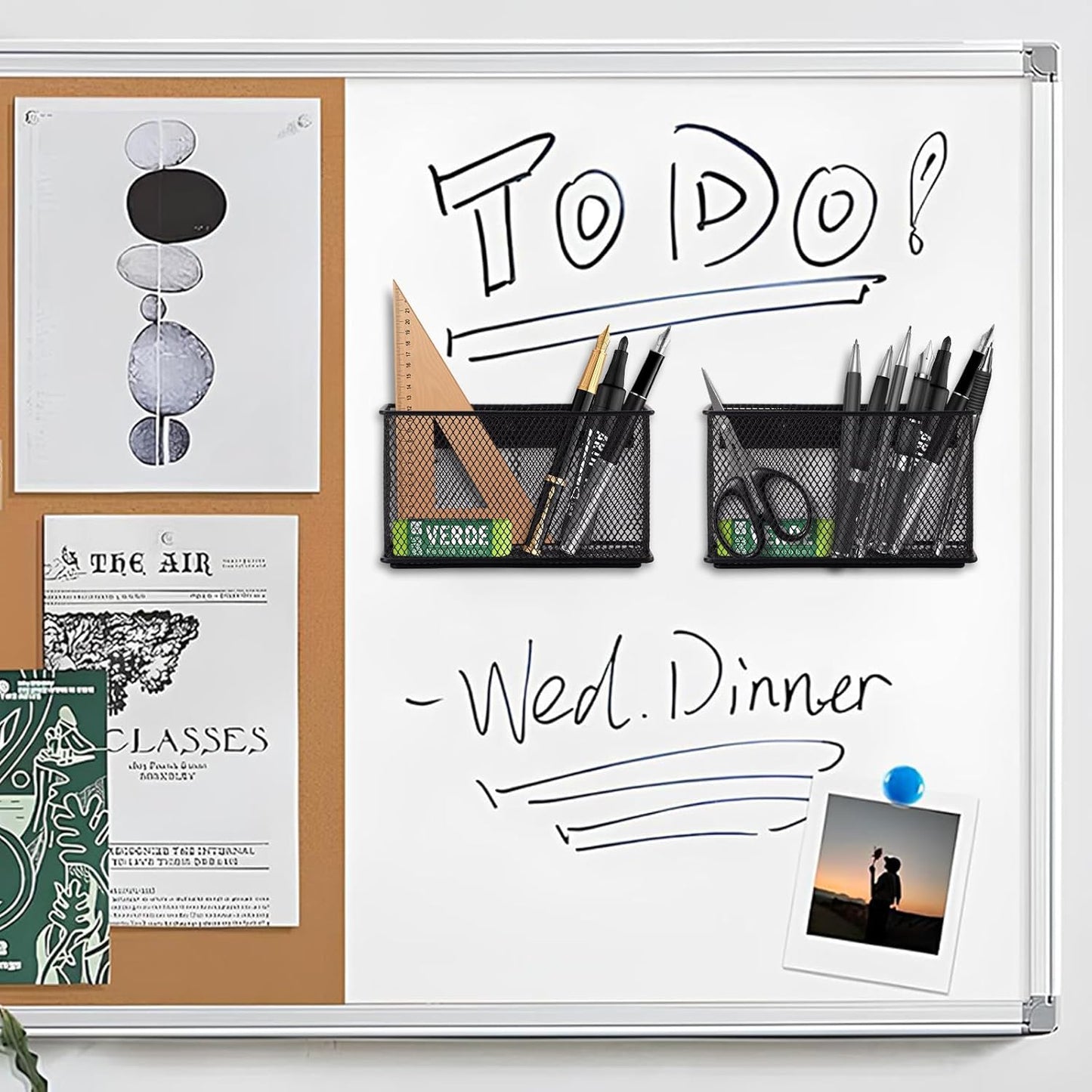 Wire Mesh Storage Baskets Organizer Black Magnetic Basket with 5 Strong Magnets, Magnetic Organizer Holder for Refrigerator Locker Whiteboard Office,Home 6.29'' × 2.28'' × 3.54''，4 Pack