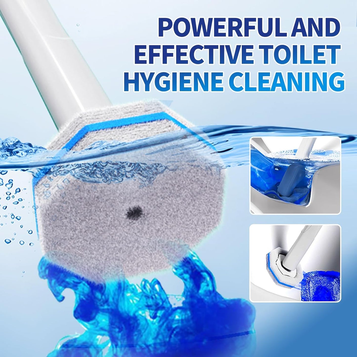 Disposable Toilet Brush Cleaning System with 50pcs Refills Pads Replacement Heads, Toilet Cleaning Stick, Wall Mounted Toliet Wand Kit Bathroom Maintenance, Toilet Bowl Cleaner Wands Holder and Set