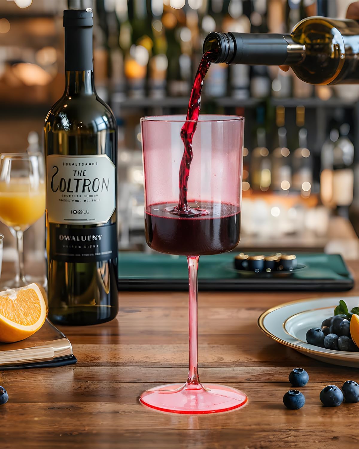 Ciaell 12 Pack Pink Plastic Wine Glasses - 10 Oz Disposable Wine Glasses with Stem for Parties & Weddings & Poolside & Outdoors & Camping