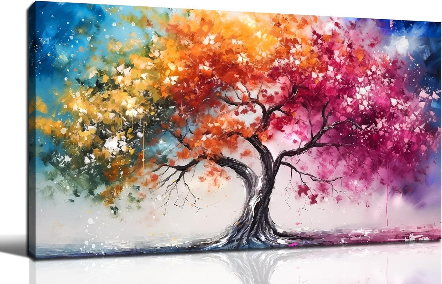 Alsingbago Large Colorful Tree Canvas Wall Art for Living Room Bedroom Home Office Orange and Pink Tree Picture Modern Artwork Ready to Hang Size 24x48