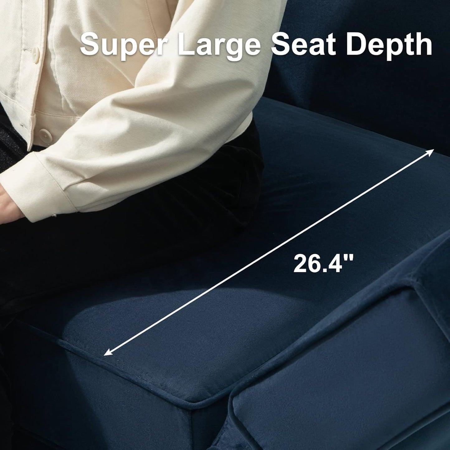 Belffin Convertible Sectional Sofa with Chaise Velvet L Shaped Sofa Couch Modular Sectional Sofa with Storage Blue