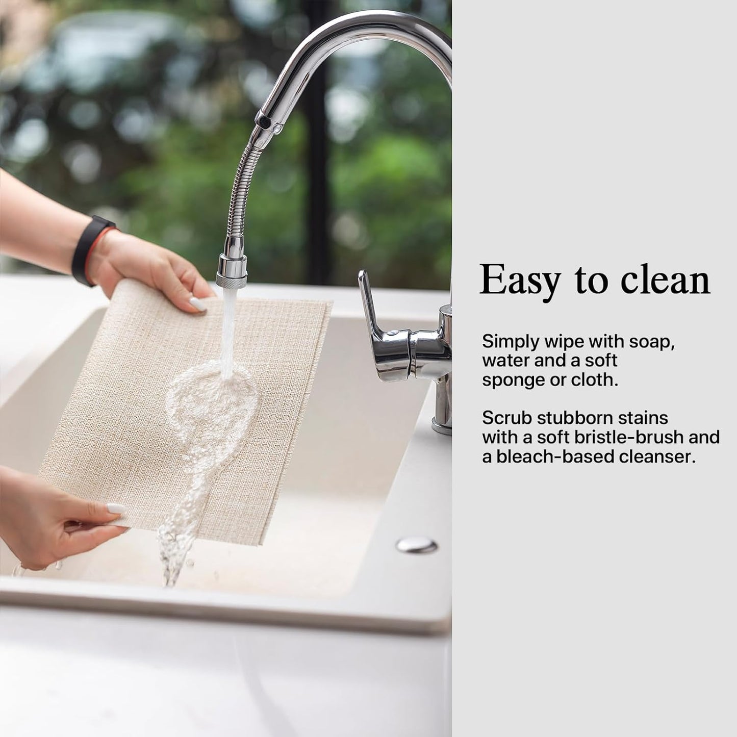 Placemats Set of 8 - Easy Clean Woven Vinyl Placemat for Dining Table, Indoor/Outdoor Place Mats, Washable PVC Table Mats（Beige）