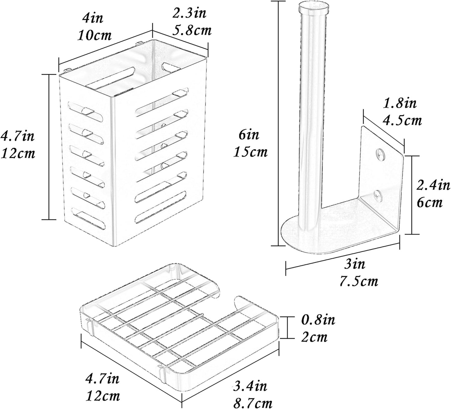 PUSDON Metal Wall Hanging Basket 2 Packs DIY Suitable for Multiple Scenes - Middle Silver Grey Netting Set