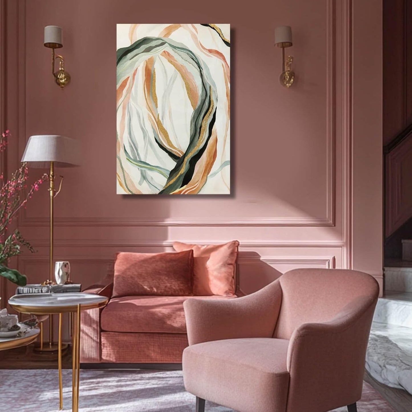 Modern Canvas Wall Art Line Decorative Pictures Colorful Artwork for Wall 24"x36" Home Decorations for Living Room Office