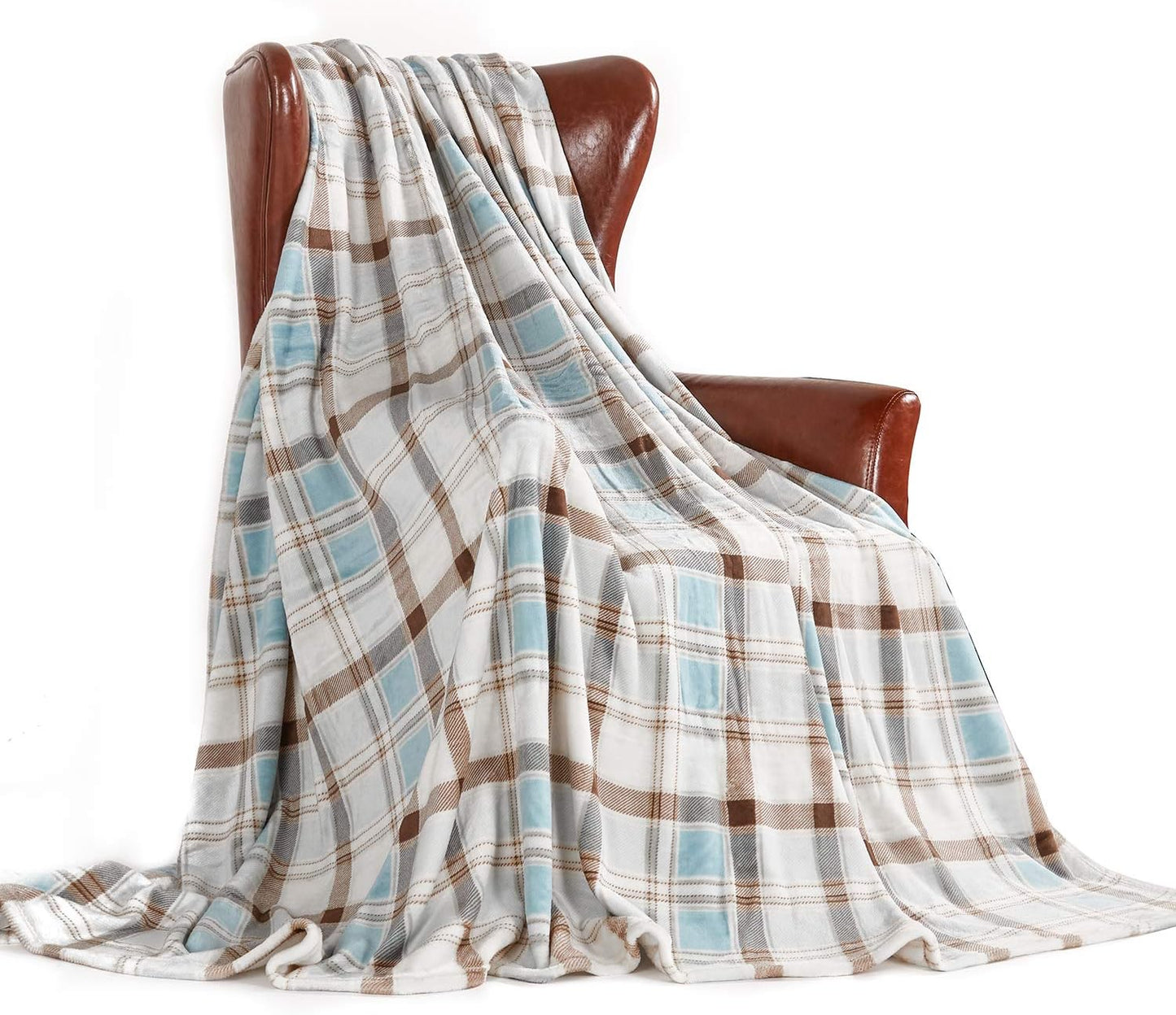 MERRYLIFE Throw Blanket Plaid Sherpa | Ultra-Plush Soft Colorful Oversized | Decorative Couch Travel Blanket | (50" 60", Island Travel)