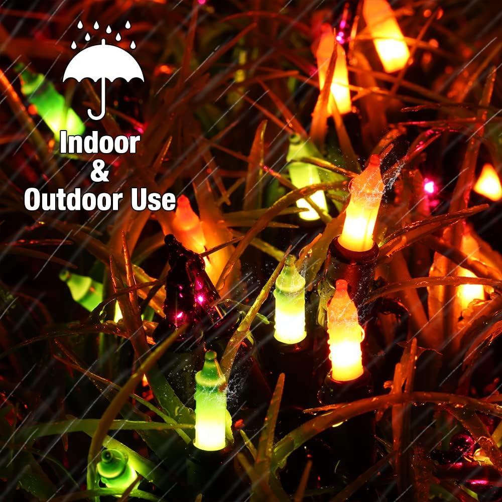 Brizled Halloween String Lights, 21.3ft 100ct Incandescent Purple & Green & Orange Halloween Lights Connectable, UL Certified Halloween Lights Black Wire Mini Light Set for Halloween Holiday Christmas