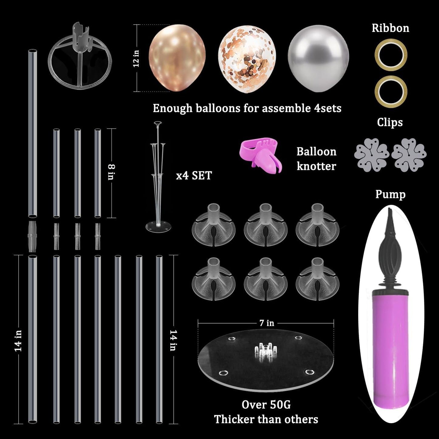 Champagne Balloon Stand Centerpiece Table Decorations for Women's Birthday Bridal Shower Wedding Engagement Anniversary Retirement Mother's Day New Years Decorations 2025 (Champagne set4)