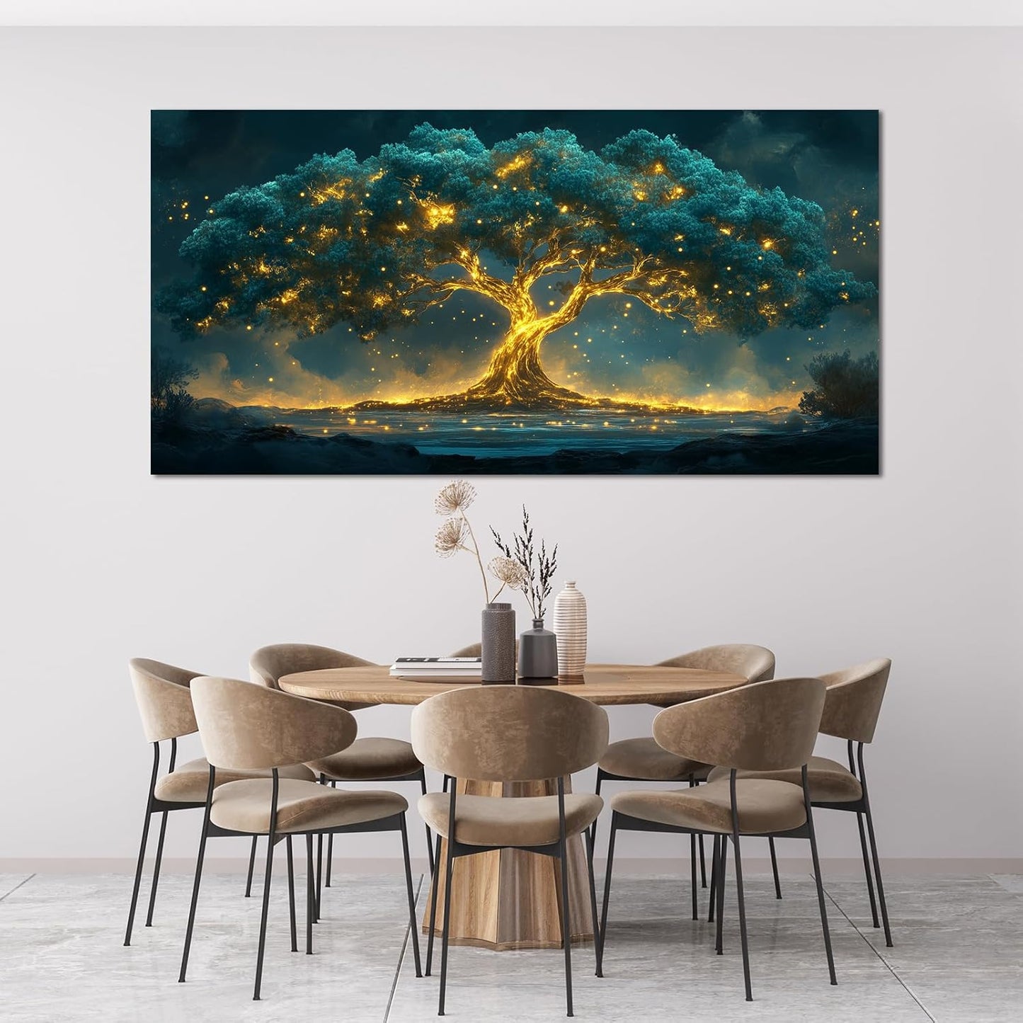 Canvas Wall Art Decor Artwork for Walls Green Wall Art Decor Tree of Life Wall Art for Living Room Wall Art Paintings Prints Gold Tree Wall Decor Art Art Work for Room Home Office Wall Decor 24" X 48"