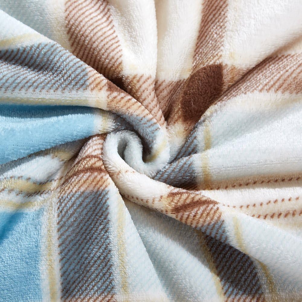 MERRYLIFE Throw Blanket Plaid Sherpa | Ultra-Plush Soft Colorful Oversized | Decorative Couch Travel Blanket | (50" 60", Island Travel)