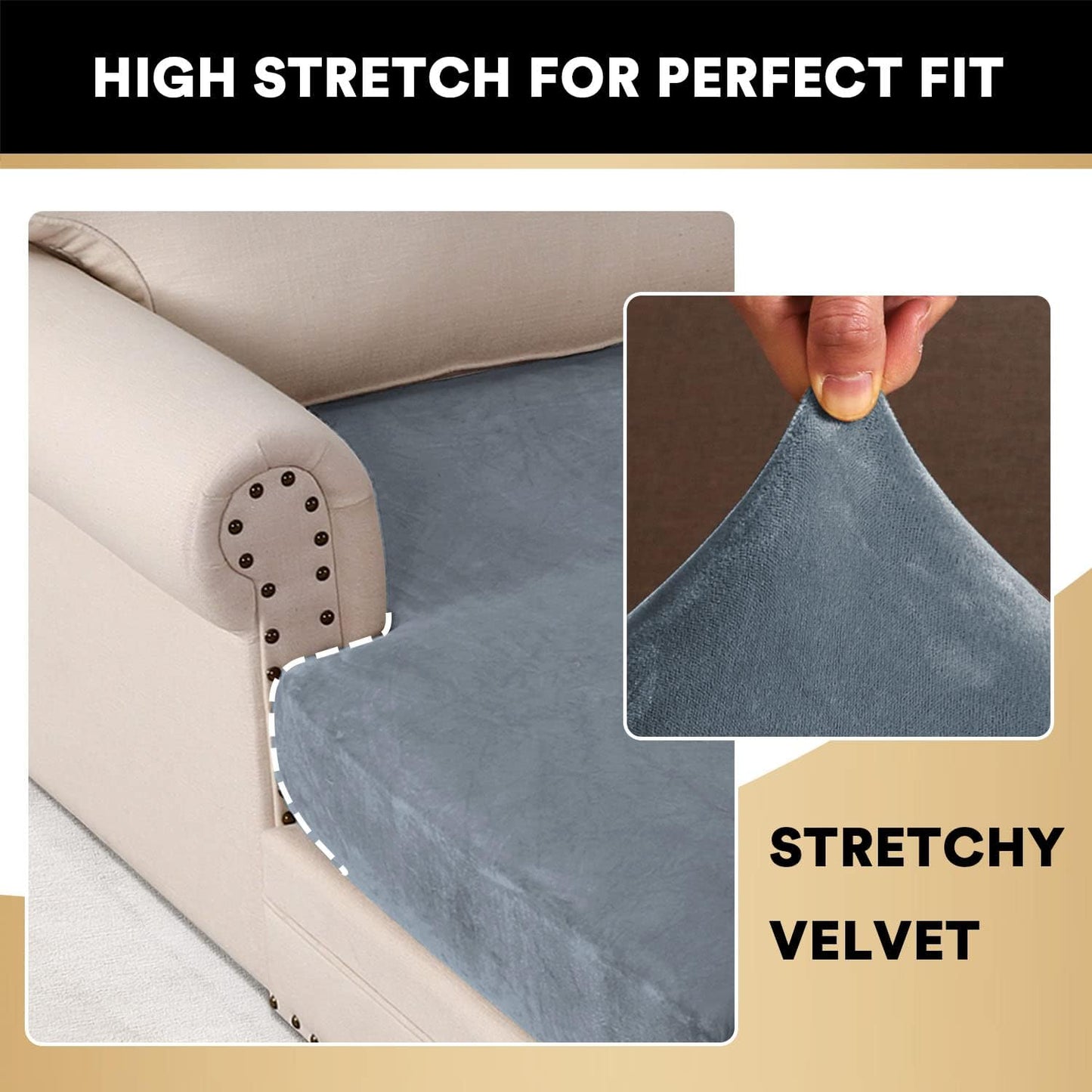 PrinceDeco Velvet Couch Cover for Dogs, Washable L Shaped Couch Cover, 1 Piece, Stone Blue