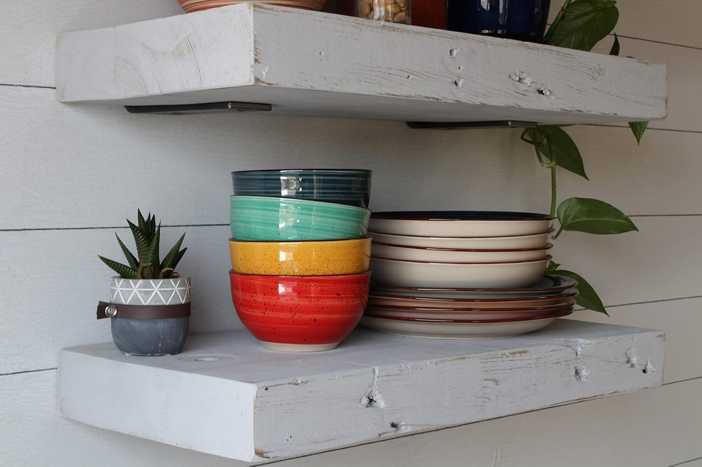 Urban Legacy Reclaimed Barn Joist Deep Floating Shelves | Deep Shelves with Low Profile Shelf Bracket with High Weight Capacity, Set of 2 (24" x 11" x 2.5", Rustic Gray)