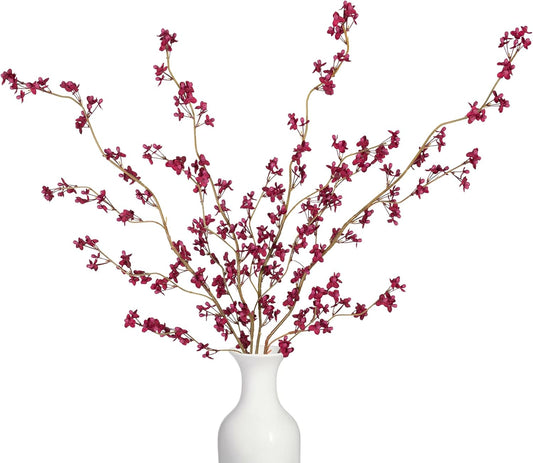 4Pcs Fake Flowers Blossom Branches Artificial Flowers for Indoor Decor, Faux Long Stem Realistic Indoor Plants for Vase Wedding Home Office Bedroom Party Table Centerpieces Decor