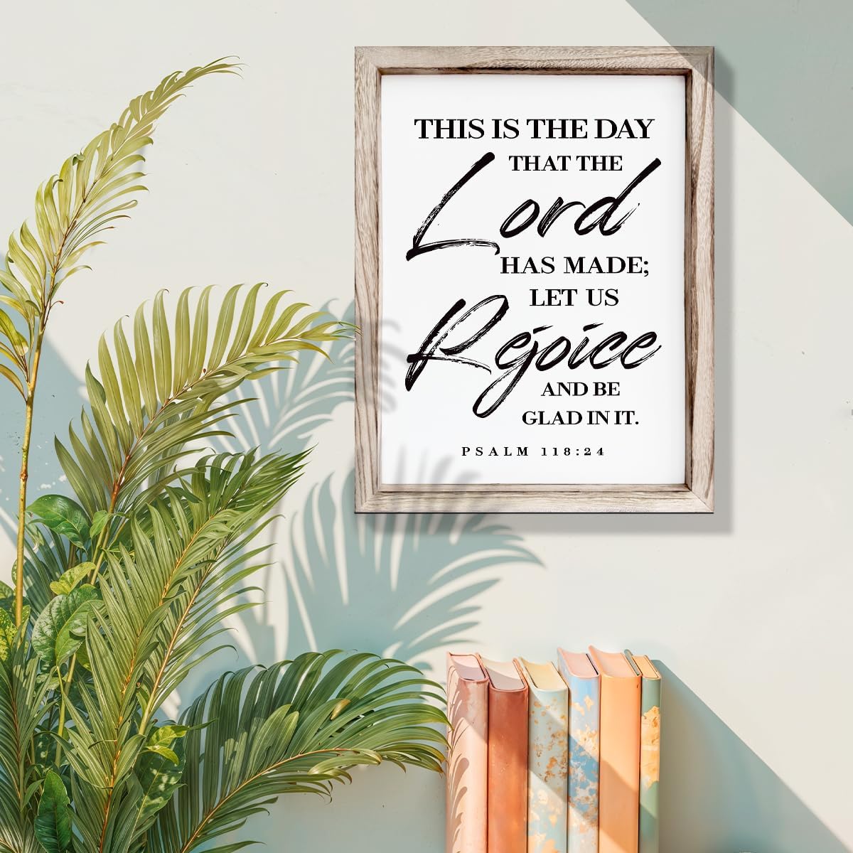 Christian Wooden Wall Sign, Front Door Signs Decor, Home Decor for Porch, Framed Wall Plaque Sign 15 * 11.5 inches, Housewarming Gift, This is the Day that the Lord had Made