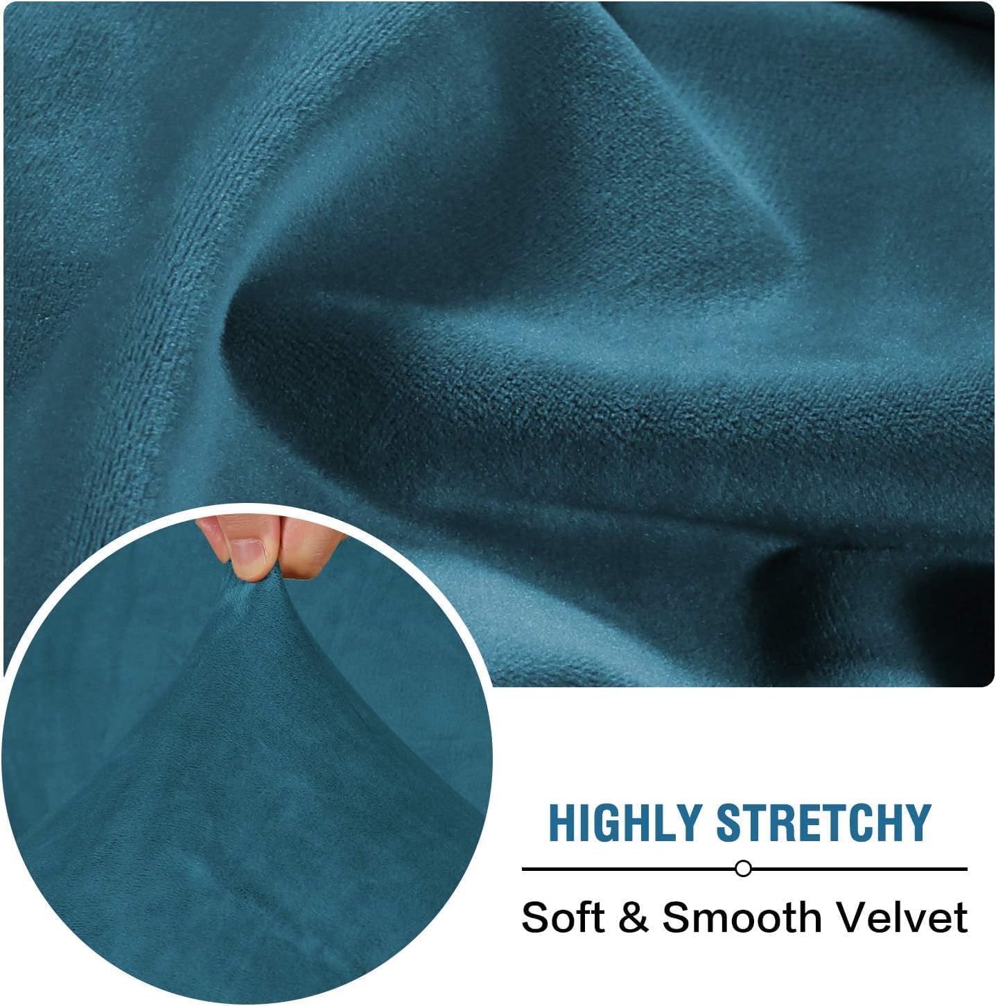 H.VERSAILTEX Velvet Stretch Couch Cushion Cover Plush Cushion Slipcover for Chair Loveseat Sofa Cushion Furniture Protector Seat Cushion Sofa Cover (3 Piece XL Sofa Cushion Covers, Deep Teal)
