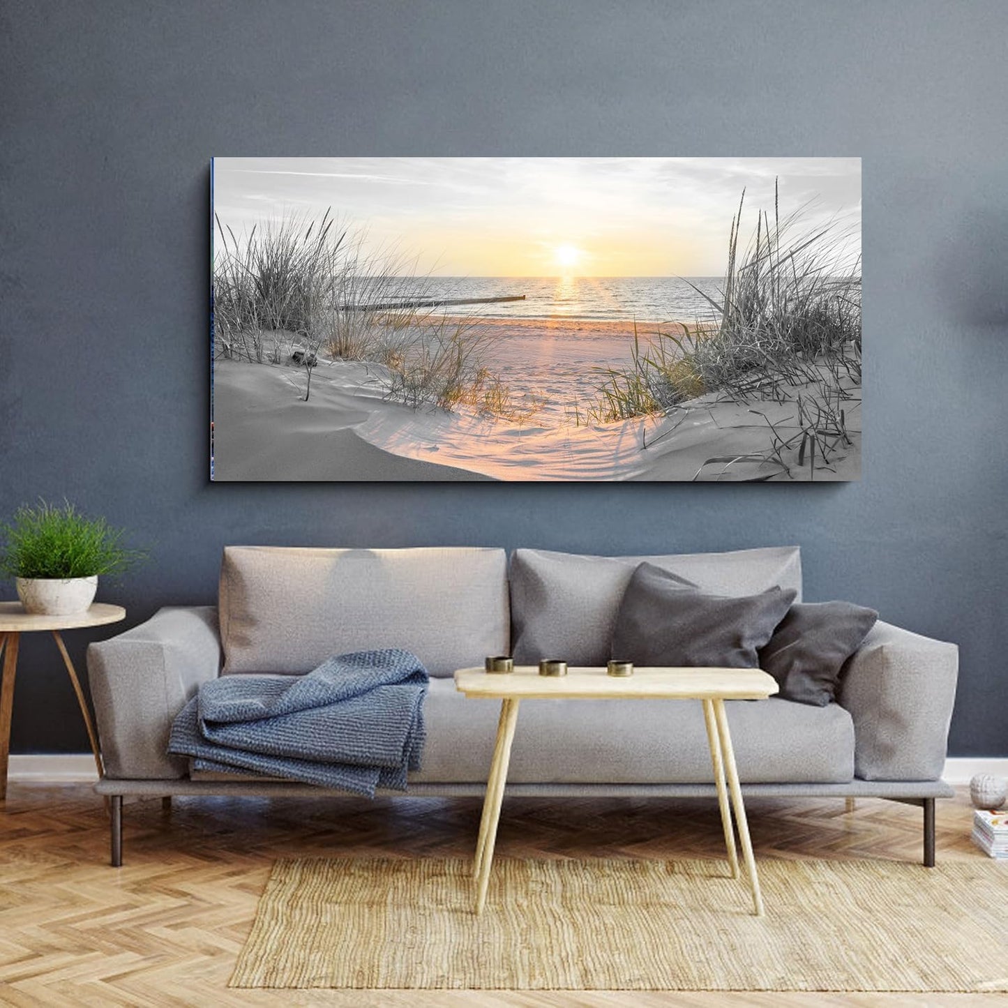 Yxbhhym-Beach Wall Art Prints Sunset Black and White Wall Art Coastal Wall Decor Ocean Picture for Living Room Wall Art Bedroom Seascape Artwork Sea Scene Painting Modern Bathroom Office Decor