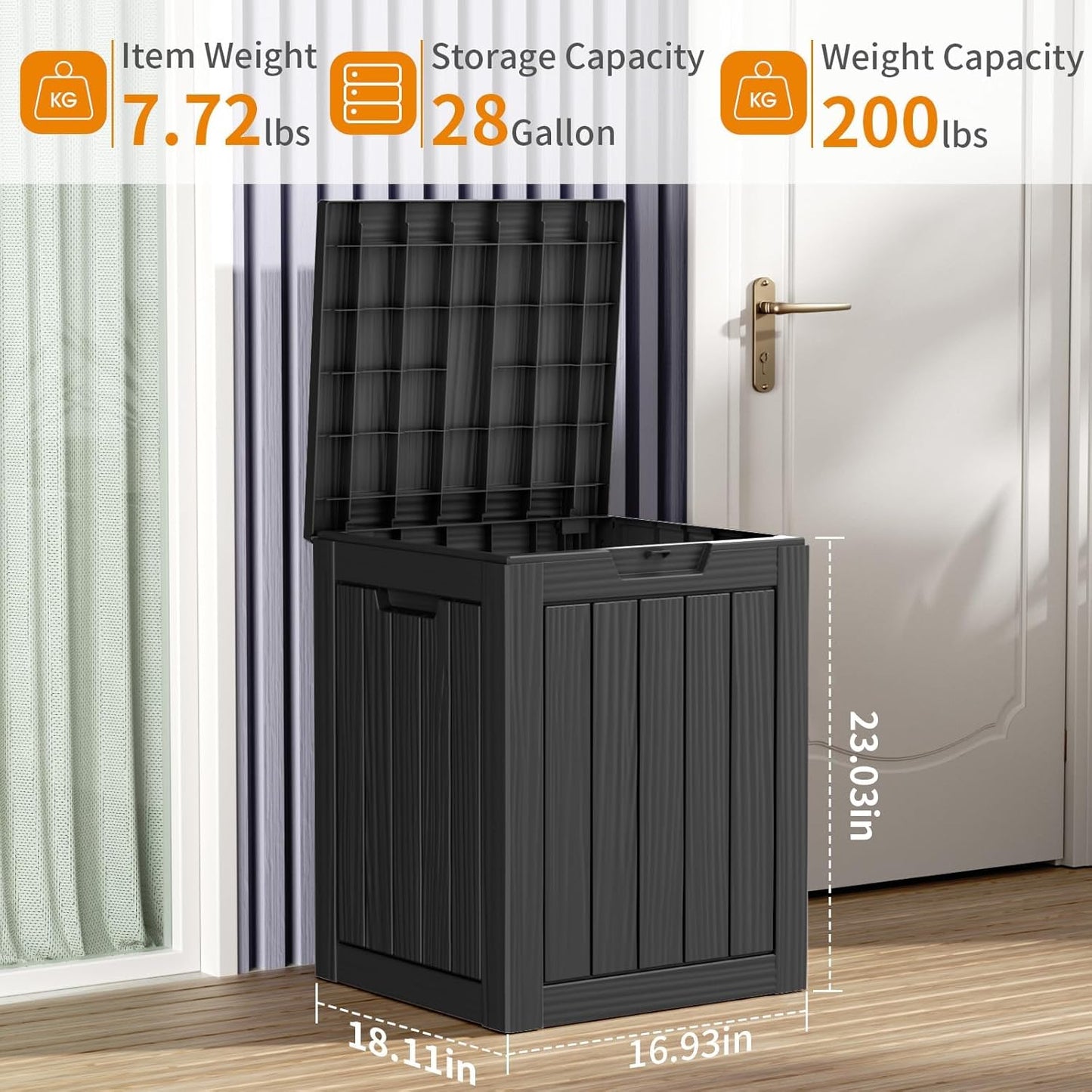 DRATO Deck Boxes, 28 Gallon Outdoor Storage Box for Patio Cushion, Sports Equipment, Garden Tools, Waterproof and UV Resistant, Lockable Black