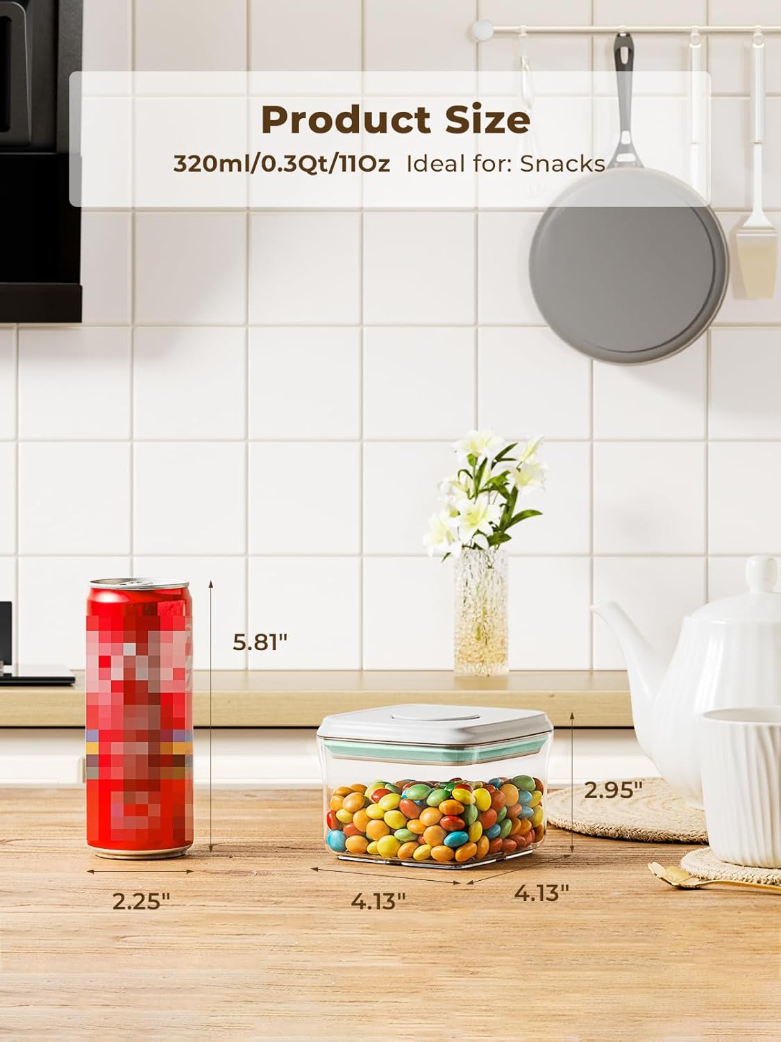 Mini Snack Containers - 0.3 Qt Pop Food Storage Containers, BPA Free Small Food Containers with Lids, Food-Grade Air Tight Containers Candy Jars 320ml