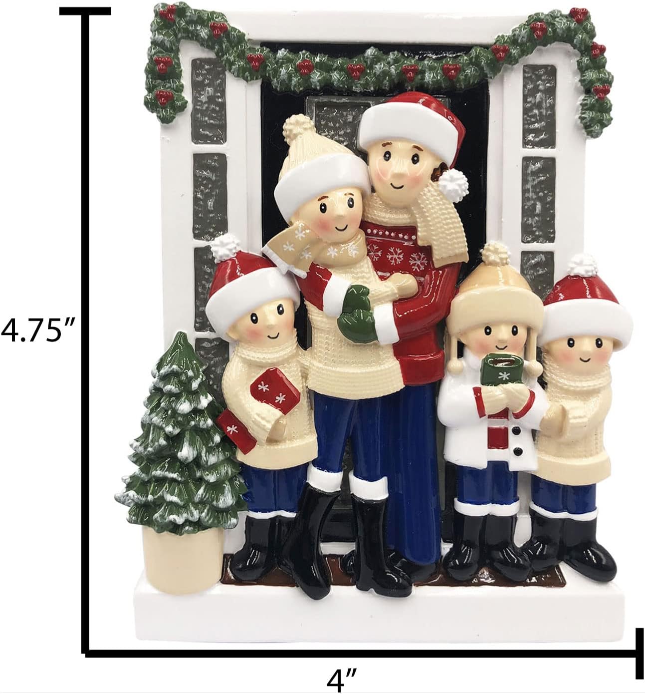 3D Welcoming Family of 5 Christmas Ornament 2025 Personalized Family Christmas Ornaments 2025 | Doorway Home Keepsake Personalized Tree Ornaments Customizable Gifts Winter Sweaters of Five Ornament