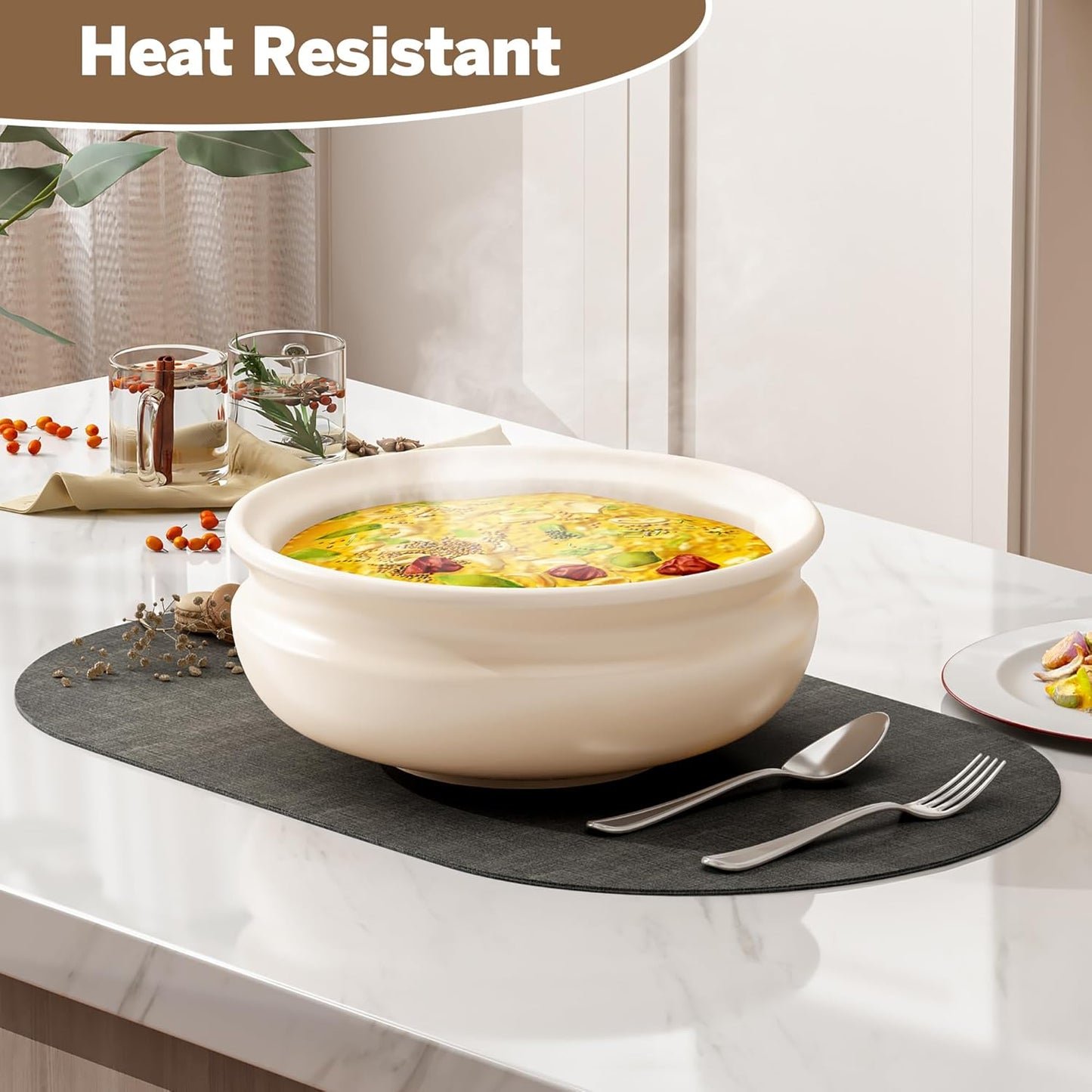 DOLOPL Placemats Set of 6, Oval Reversible Wipeable & Heat Resistant Place Mats, Modern Faux Leather Table Mats for Kitchen, Neutral Tablemats for Dining Table Decor, Wedding, Party(Charcoal)