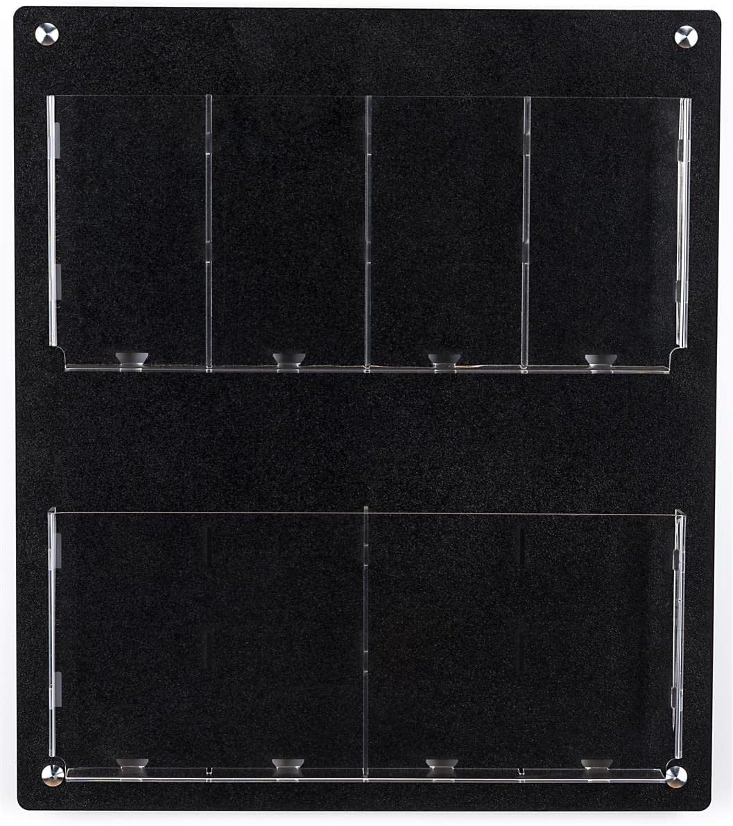 Displays2go Acrylic Wall Mounted Magazine Rack, 4-8 Adjustable Pockets, 2-Tiered - Black (2RP4BLK)