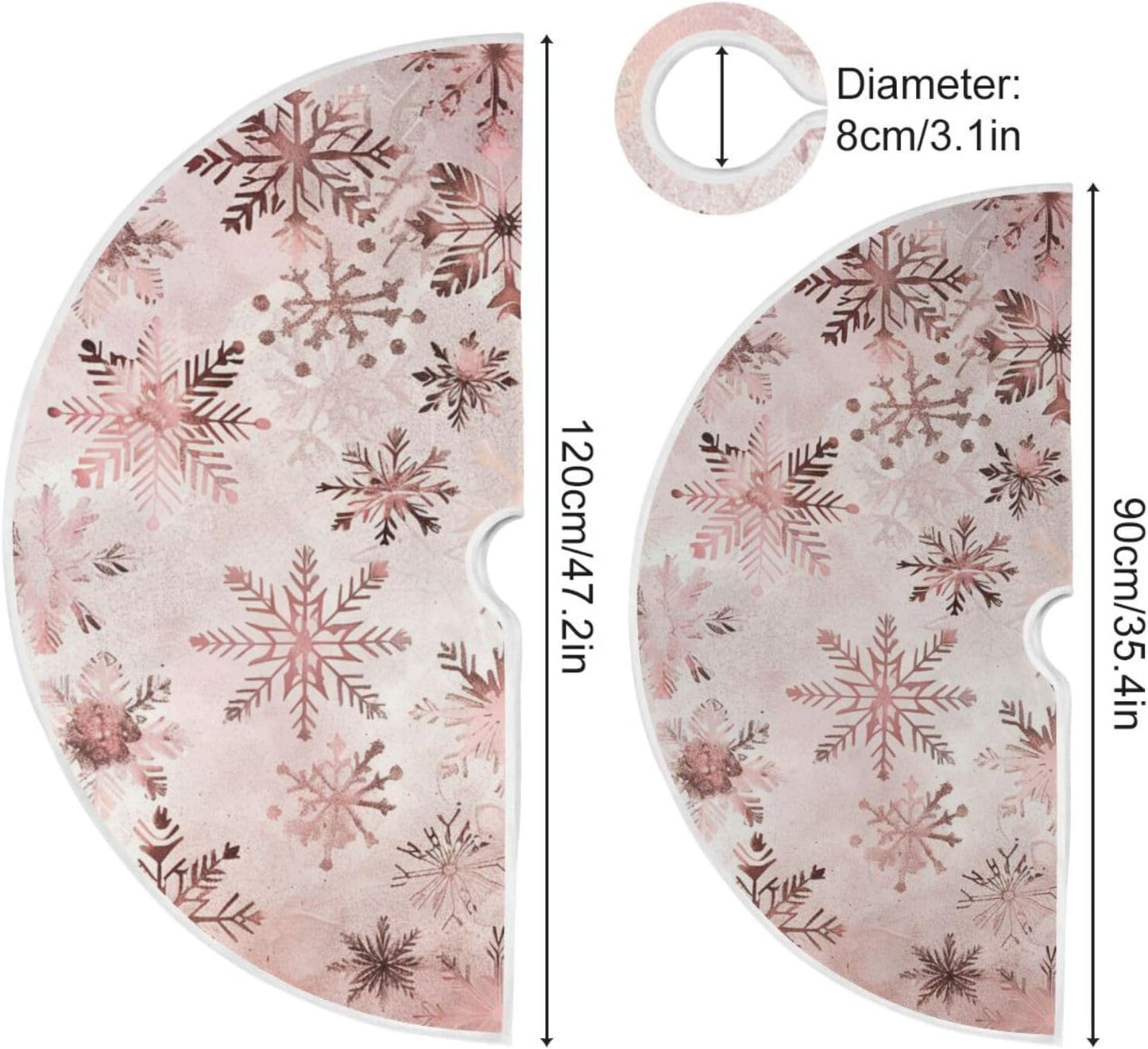 Christmas Tree Skirt, 48 Inch Seamless Pattern Rose Gold Snowflakes Xmas Tree Skirt for Christmas New Year Party Decorations Christmas Tree Mat