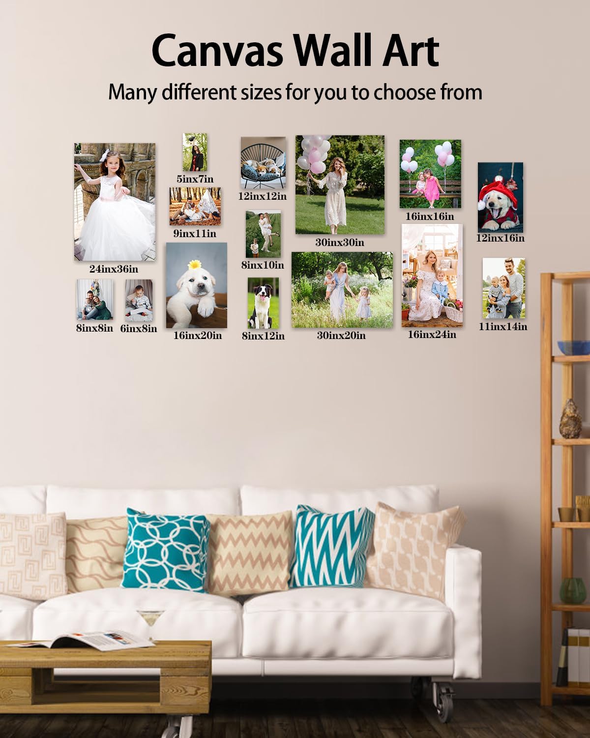 AbcCustomize Canvas Prints with Your Photos, Personalized Photo To Canvas Print for Bedroom, Living Room, Farmhouse Office Decor,Custom Canvas Wall Art for Gifts & Keepsakes, Ready to Hang