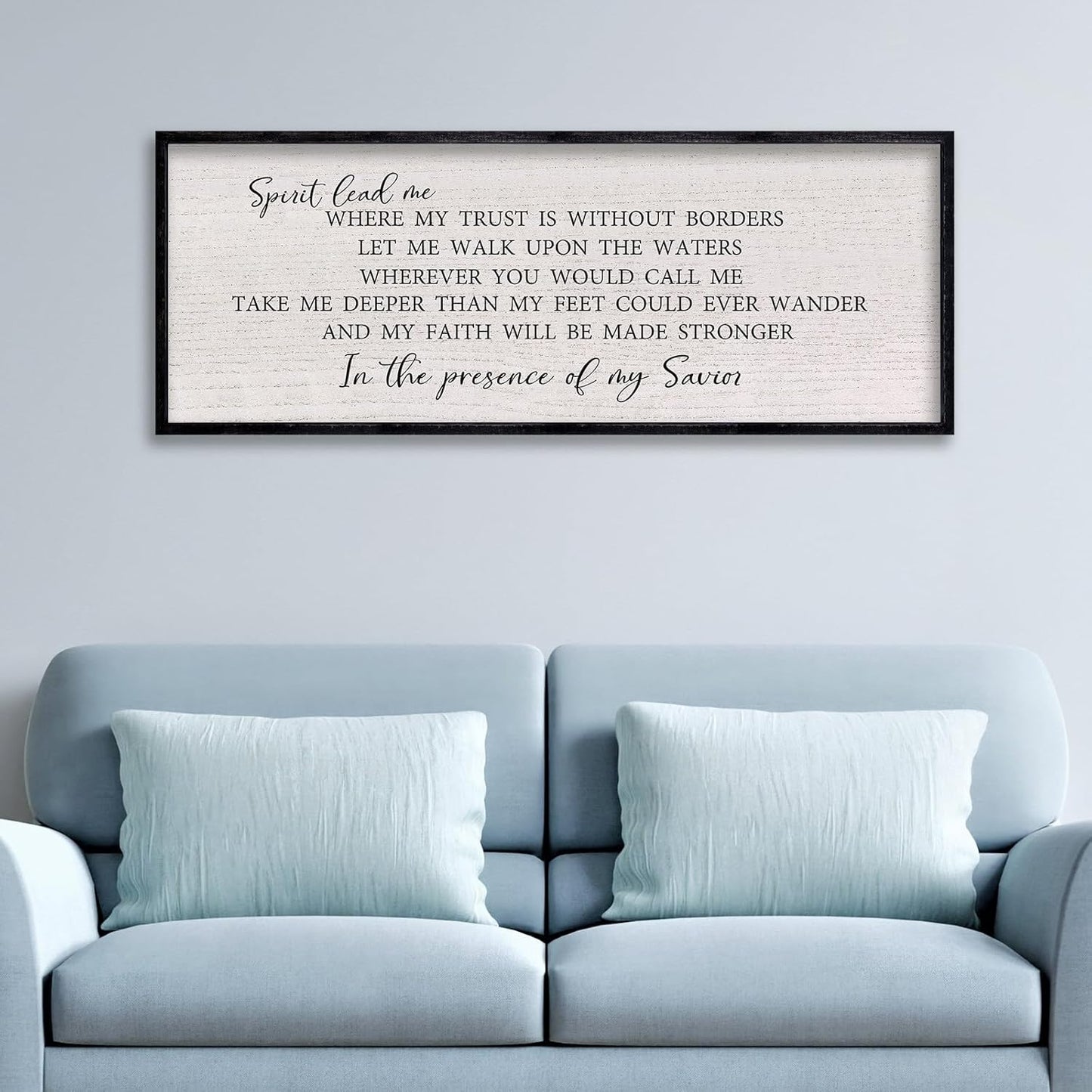 LuZhiQiang Spirit Lead Me Wall Art Decor 40"x15" Christian Scripture Sign Large Inspirational Quote Bible Verse Hanging Wooden Framed (Black)