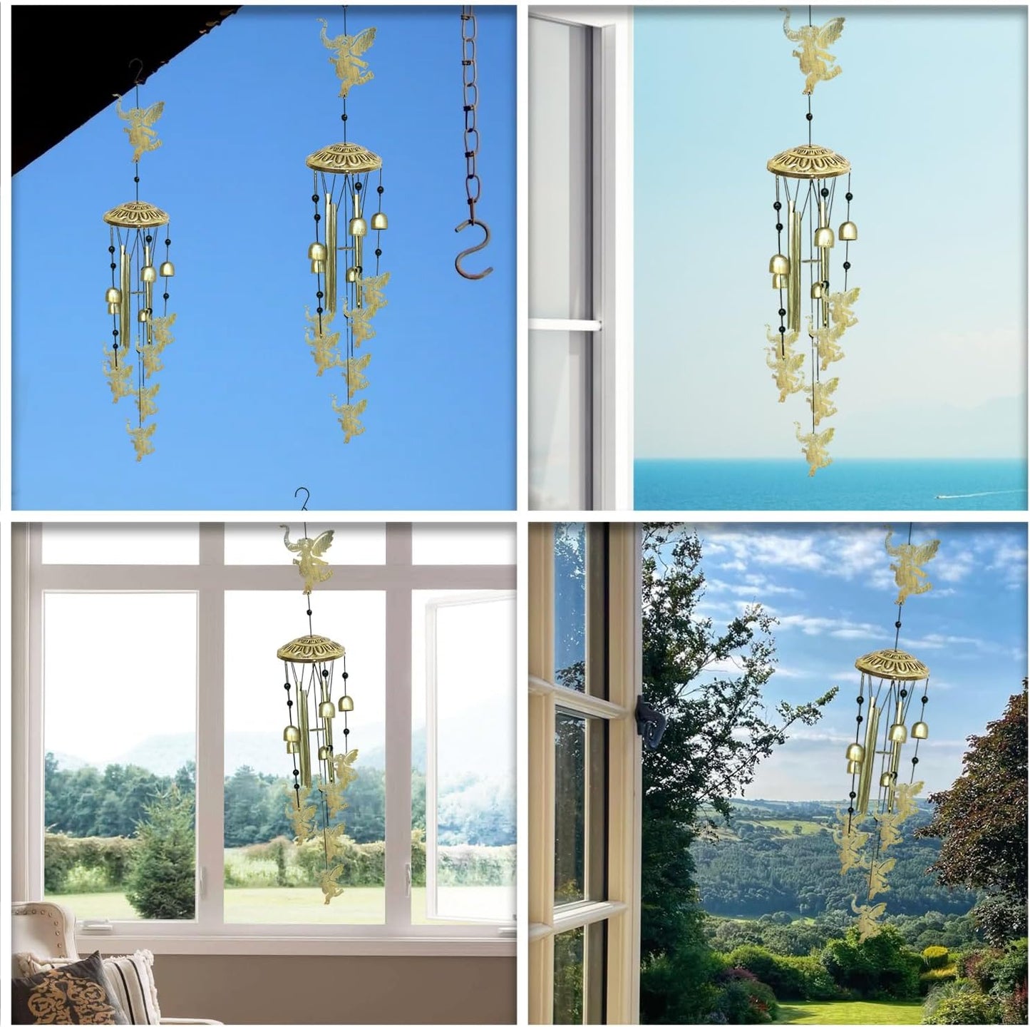 Elephants Wind Chimes for Outside,42" Metal Wind Chinme Indoor/Ourdoor Garden Yard Decoration Patio Home Porch Decor,Unique Windchimes Memorial/House Warming/Birthday Gifts,Elephant Gifts for Women
