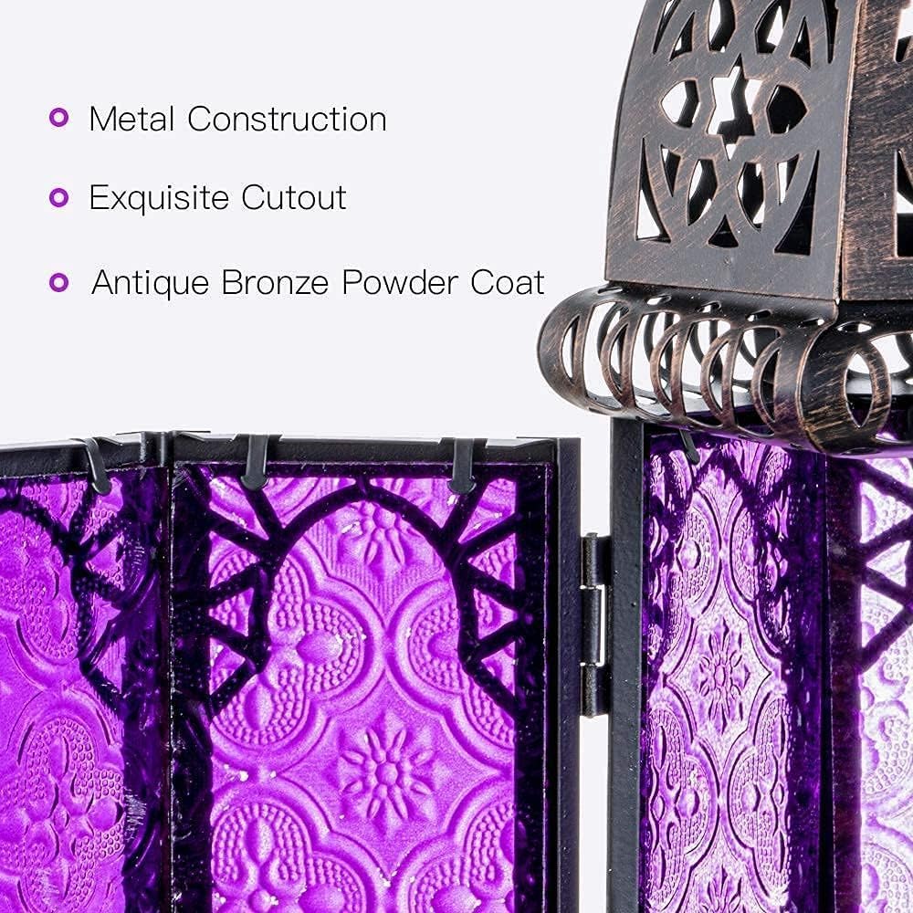 NEEDOMO Halloween Decorations,11'' Moroccan Lanterns Decorative Indoor & Outdoor, Vintage Christmas Candle Holder, Metal Lanterns Decorative, Table, Patio, Porch, Shelf, Christmas Spring Home Decor