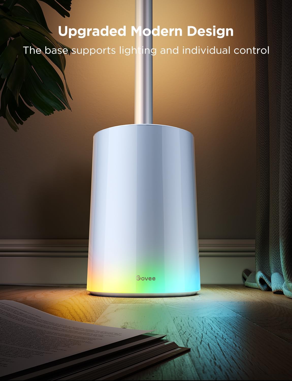 Govee Floor Lamp 2 with Matter, RGBIC, Warm Cool White LED, Alexa Compatible, 1725lm, Music Sync, Scene Modes, Smart Floor Lamp for Living Room, Bedroom, Silver(1 Pack)