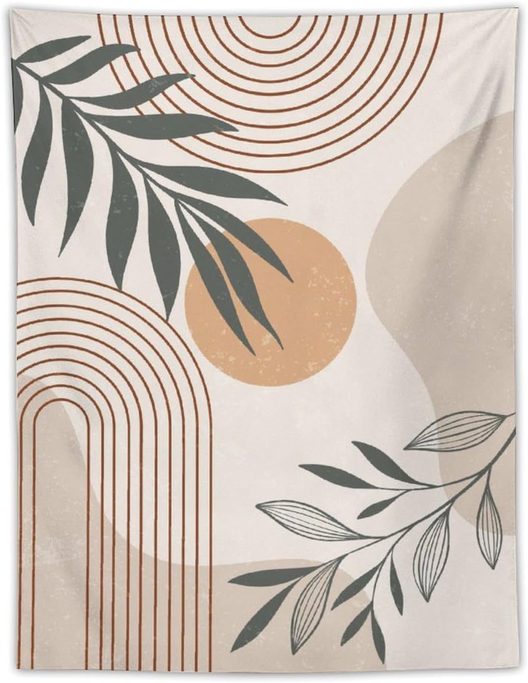 Abstract Boho Tapestry, Mid Century Tropical Tree Leaves Modern Geometric Arch Bohemian Botanical Tapestry, Home Aesthetic Wall Hanging Art Decor for Living Room Bedroom Dormitory 60x80 Inch