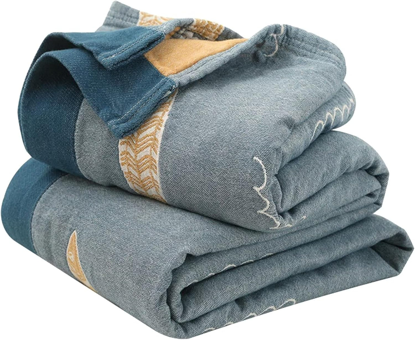 MSGKV Boho Throw Blanket 100% Cotton Woven Throw Blanket for Couch Sofa Bed Double Sided Knit Warm Blanket Cover Sheet Reversible Wearable Summer Blankets, 60''Wx 80''L