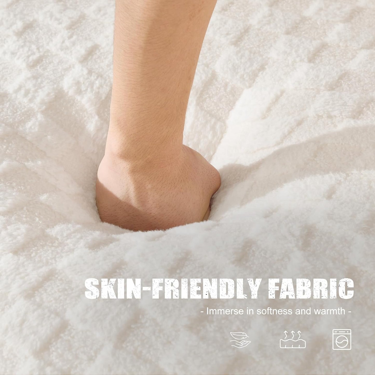 Single Sofa 1 Seat Couch with Deep Seat Memory Foam Cloud Chair with Pillows Large Sofa with L Shape for Living Room Bedroom (Plush White, Single)