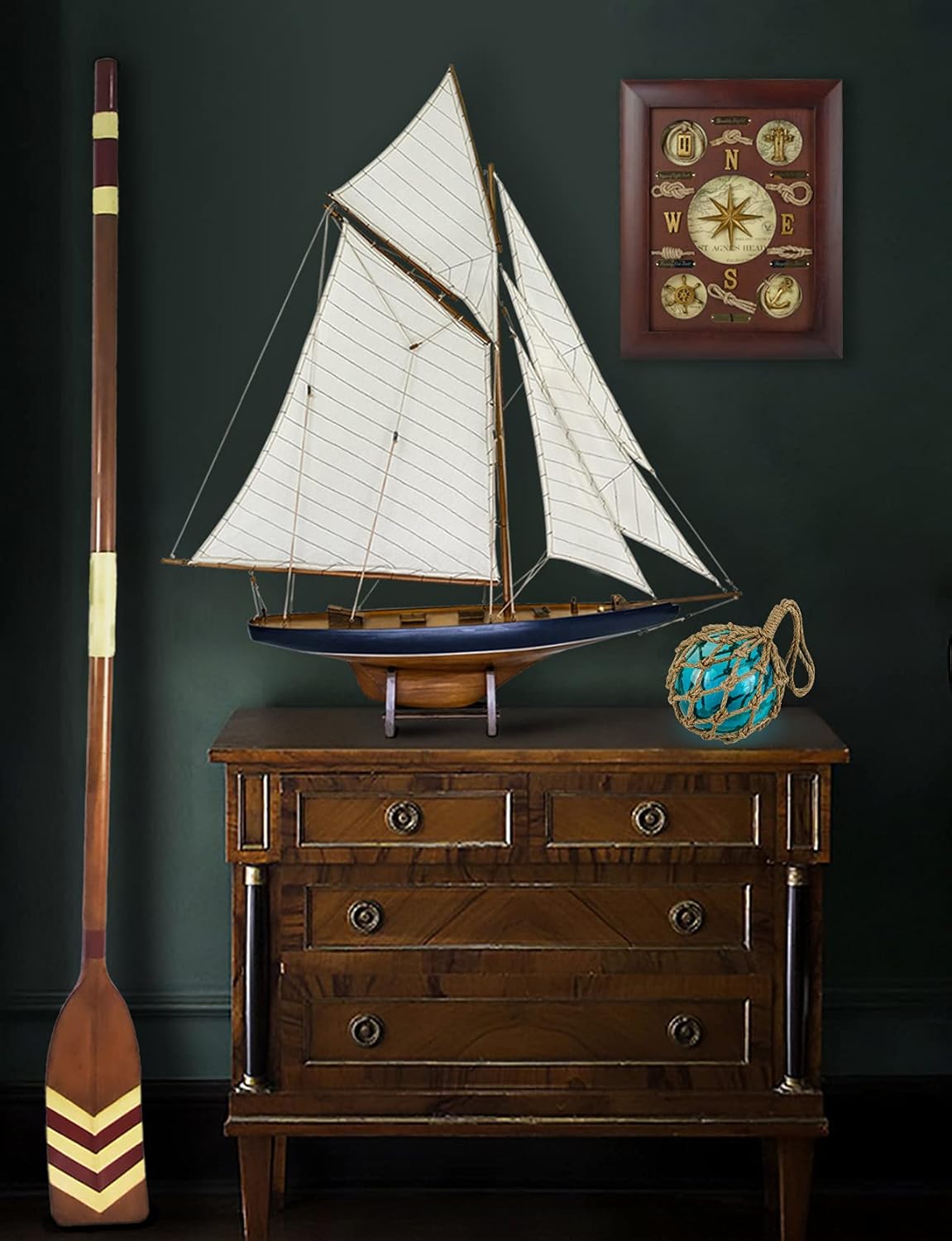 SAILINGSTORY Nautical Wall Decor Knot Board Frame Maritime Decor Coastal Compass Decor