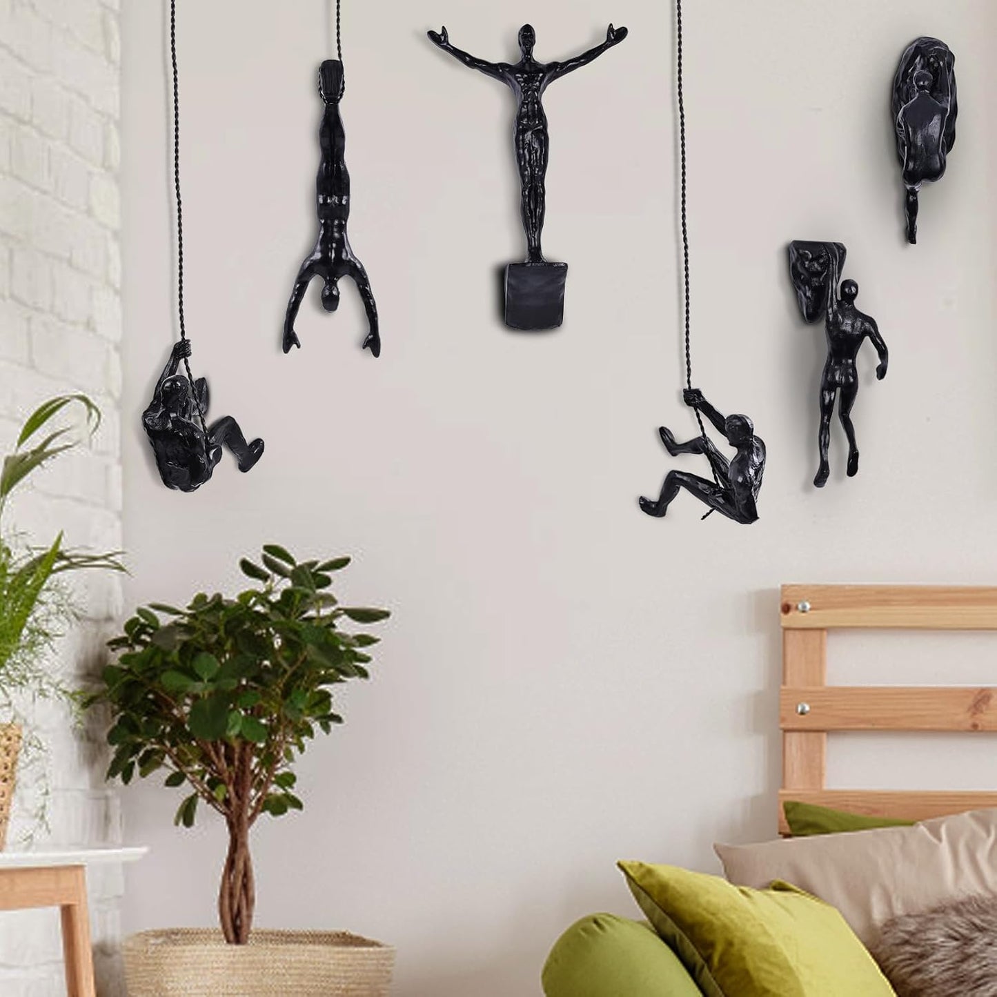 Set of 6 Climbing Men Wall Art Decor Sculpture,Nordic Modern Simplicity Decorative Wall Art, Climbing Man Sculptures,Home & Office Climber Gifts