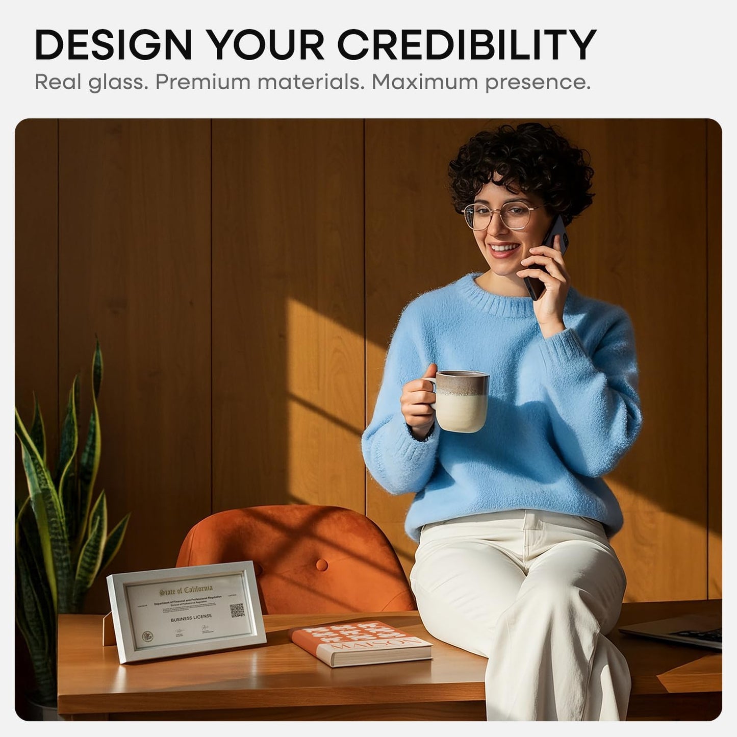 Homeforia 4x9 Business License Frame White, High End Oak 4 x 9 White Wood Certificate Frames, 9x4 Wooden Document Frames for Wall or Tabletop, 4 by 9 Picture Frames, Tempered Glass, Wall Kit, Set of 1