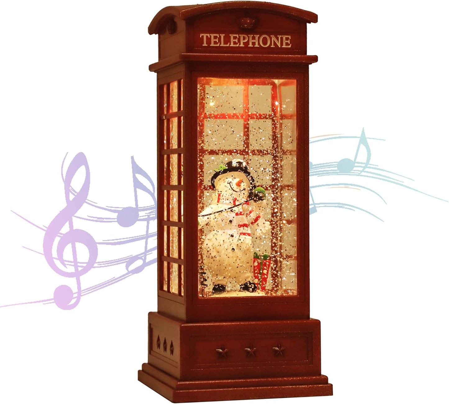 House & Garden Decoration,Christmas Lantern with 8 Pieces of Music,Sparkling Crystal Keep Circling Around The Snowman Families Music Box as a (Snowman)