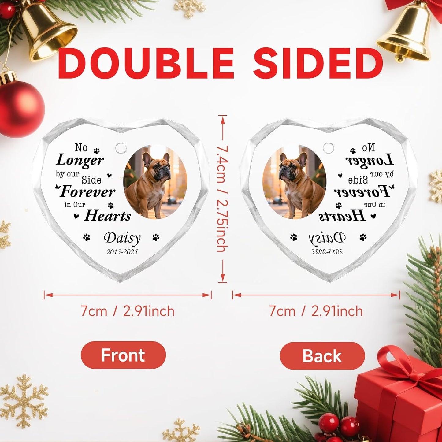 Personalized Pet Memorial Gifts - Custom Photo Name Ornaments - Sympathy Keepsake Gift for Loss of Loved One - Dog Memorial Gifts for Loss of Dog, Cat