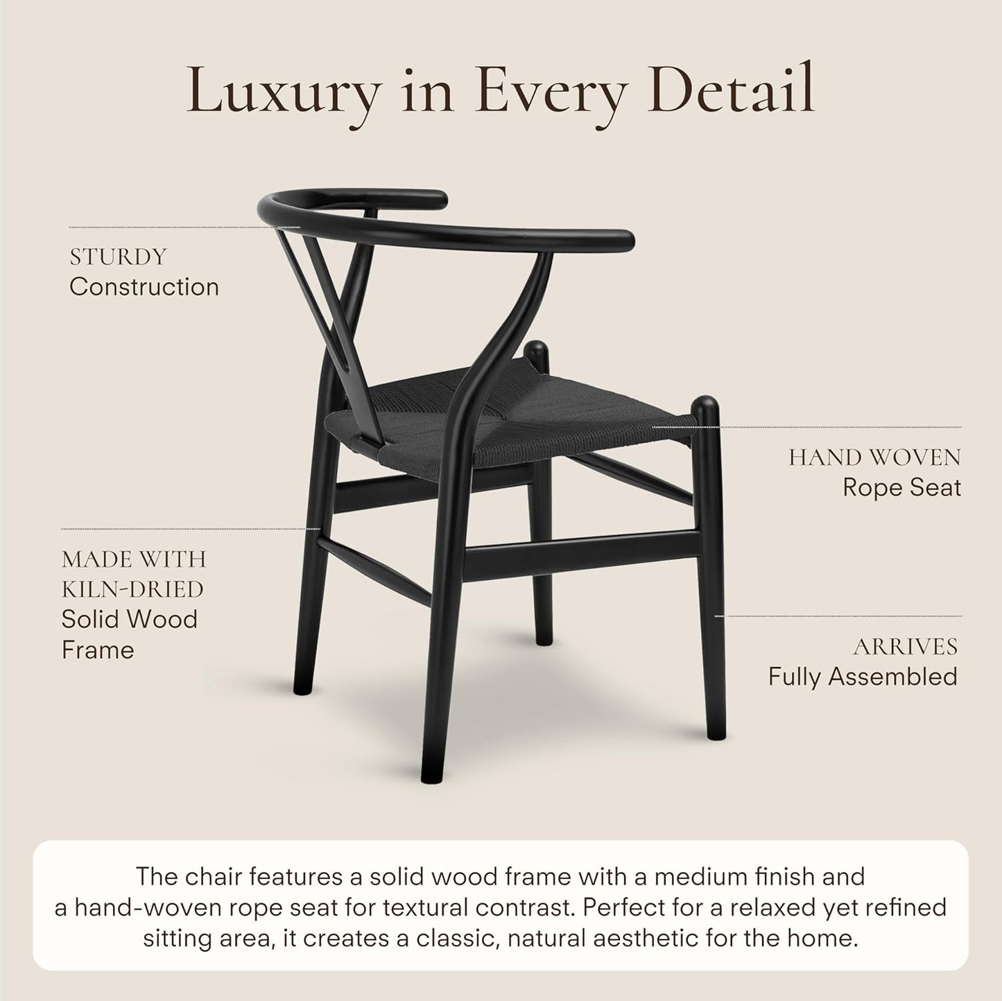 POLY & BARK Weave Chair Set of 2 in Pitch Black