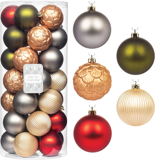 Every Day is Christmas Ornaments, Shatterproof Christmas Tree Ornament Set, Christmas Balls Decoration 35 Count (2.75"/70mm, New Woodland)
