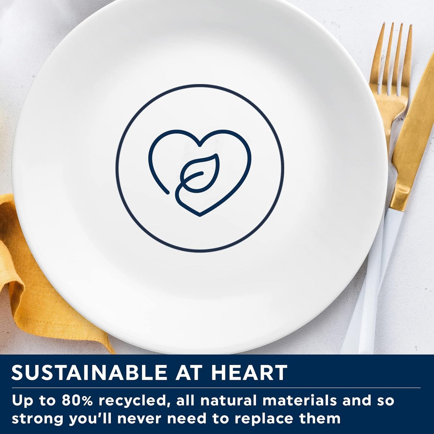 Corelle Vitrelle 4-Pieces 8.5" Glass Salad/Appetizer Plates Chip & Crack Resistant Glass Dinnerware Set Plates, Winter Frost White