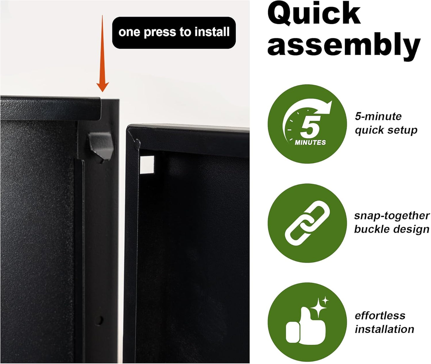 Large Rectangular Metal Planter Box Outdoor 30" H x 34" W x 10" D,Tall Flower Pot with Quick Installation,Long Black Planters for Outdoor Plants with Drainage Holes for Plants,Patio,Garden