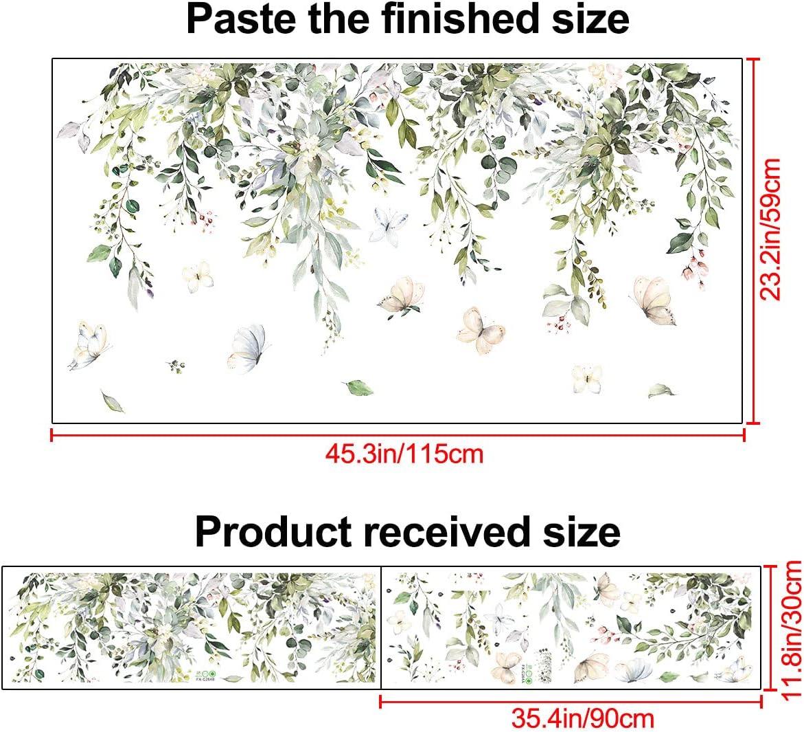 Amaonm Creative Removable Rainforest Plants Wall Decals Hanging Green Leaves and Vines Wall Stickers 3D Home Wall Corner Background Decoration Decor for Kids Girls Bedroom Nursery Offices Living Room