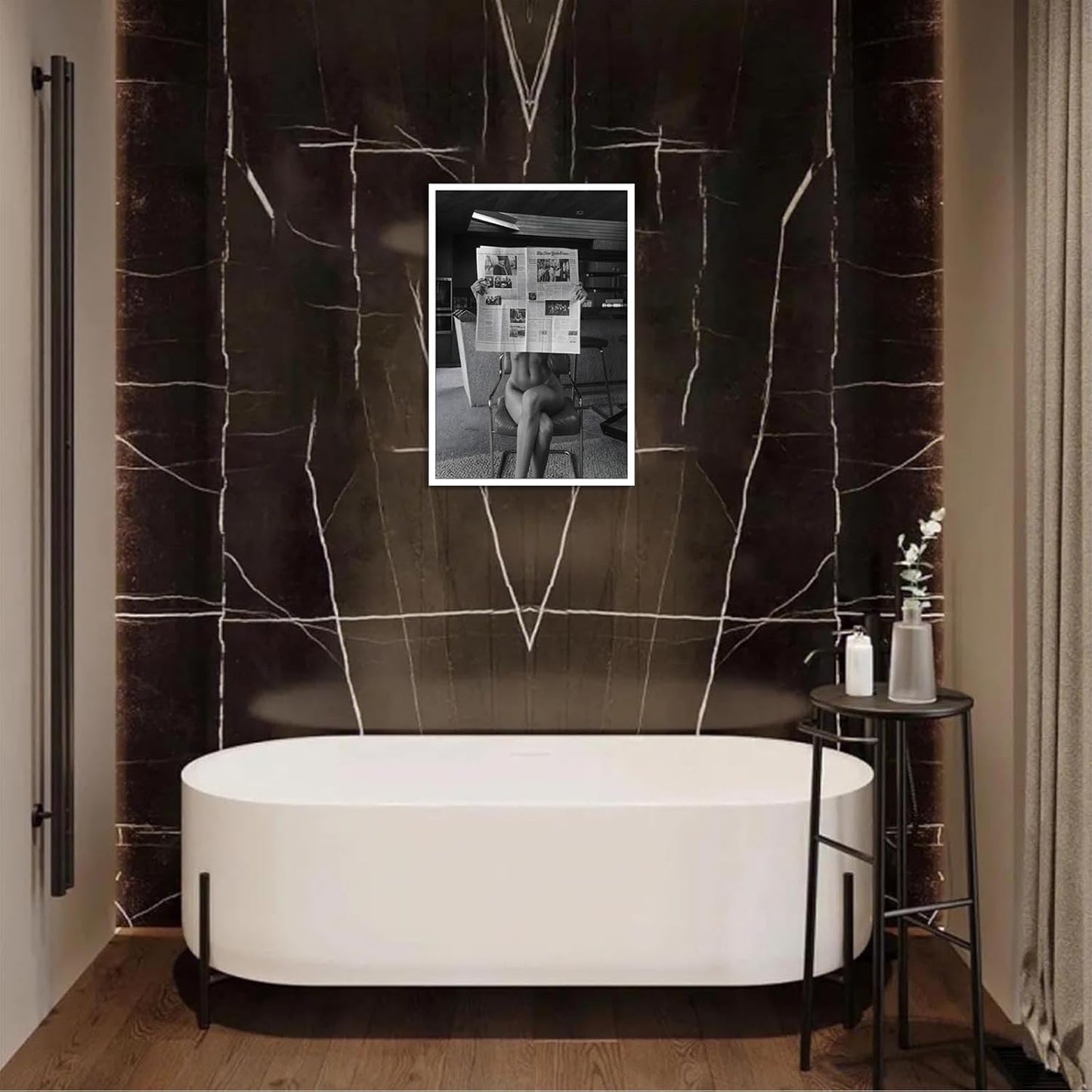 Liyark Sexy Glamorous Reader Poster Feminist Art Black and White Preppy Canvas wall art Retro Room Aesthetic Newspaper prints painting Trendy Naked Women Art wall decor 24x36in Unframed