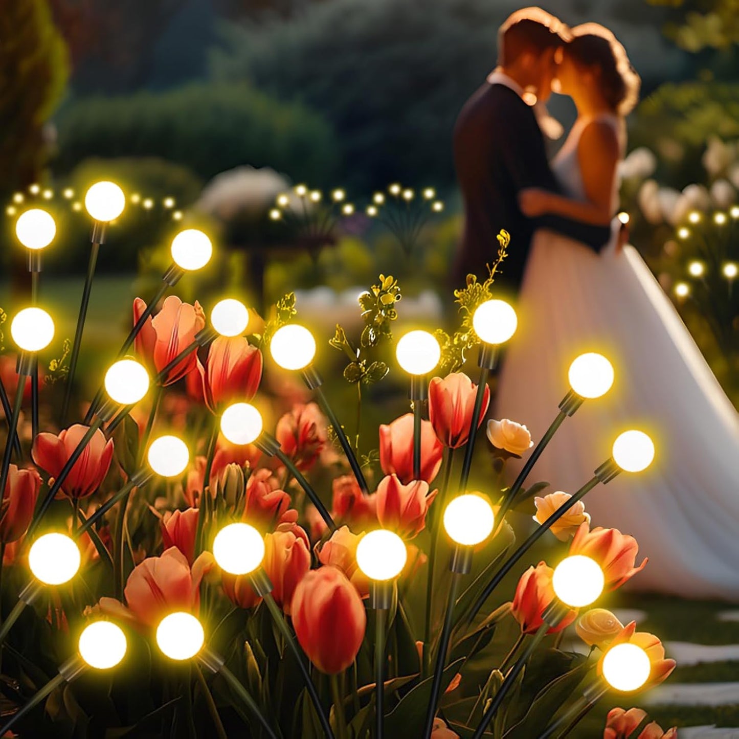 Solar Garden Lights Outdoor, 10 Pack 60LED Waterproof Solar Powered Lights for Yard Pathway Patio, Swaying Lawn Decor as Gardening Gifts for Women Holiday