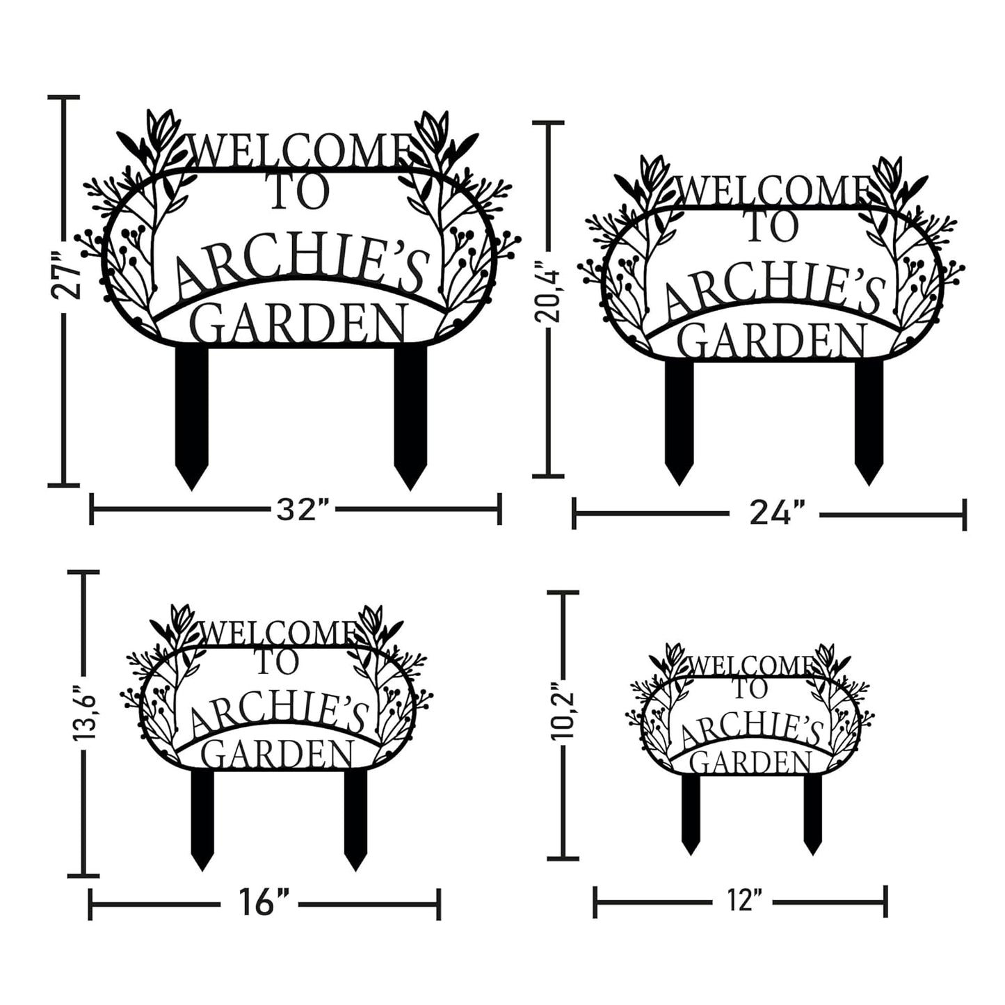 Personalized Metal Garden Sign with Stake, Custom Garden Decor for Outdoor, Custom Family Name Sign, Patio Decorations, Lawn Art, Farmhouse Decorative, Housewarming Gift (CstmDesign3)
